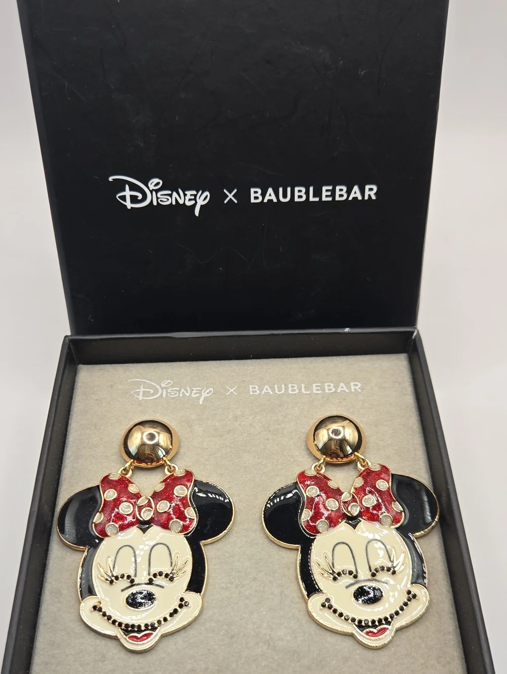 NEW BaubleBar Minnie Mouse Drop Earrings - Black, Red, Cream, Gold
